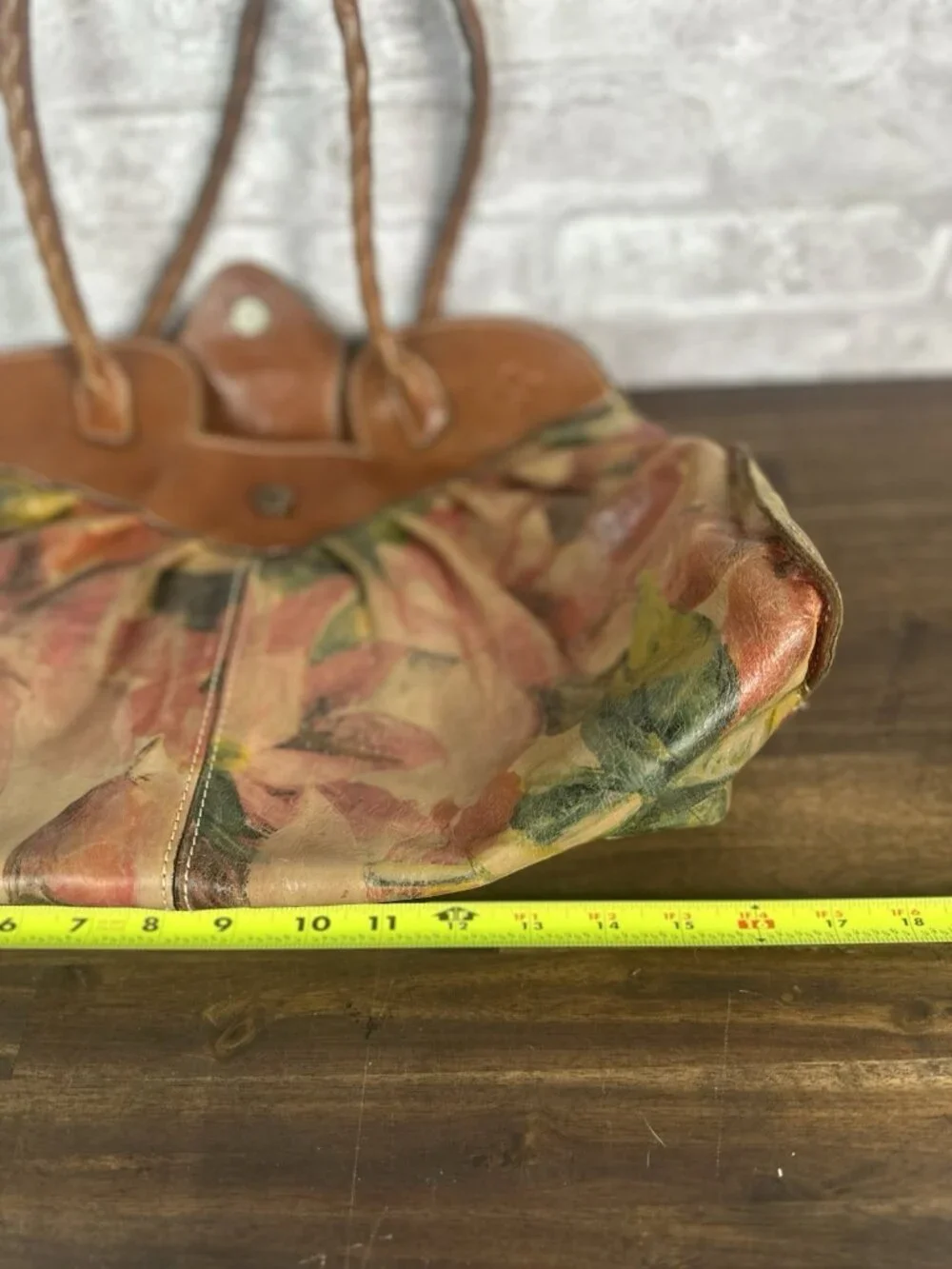 Patricia Nash Heritage Crackle Leather Floral Print Lione Twisted Handle Purse